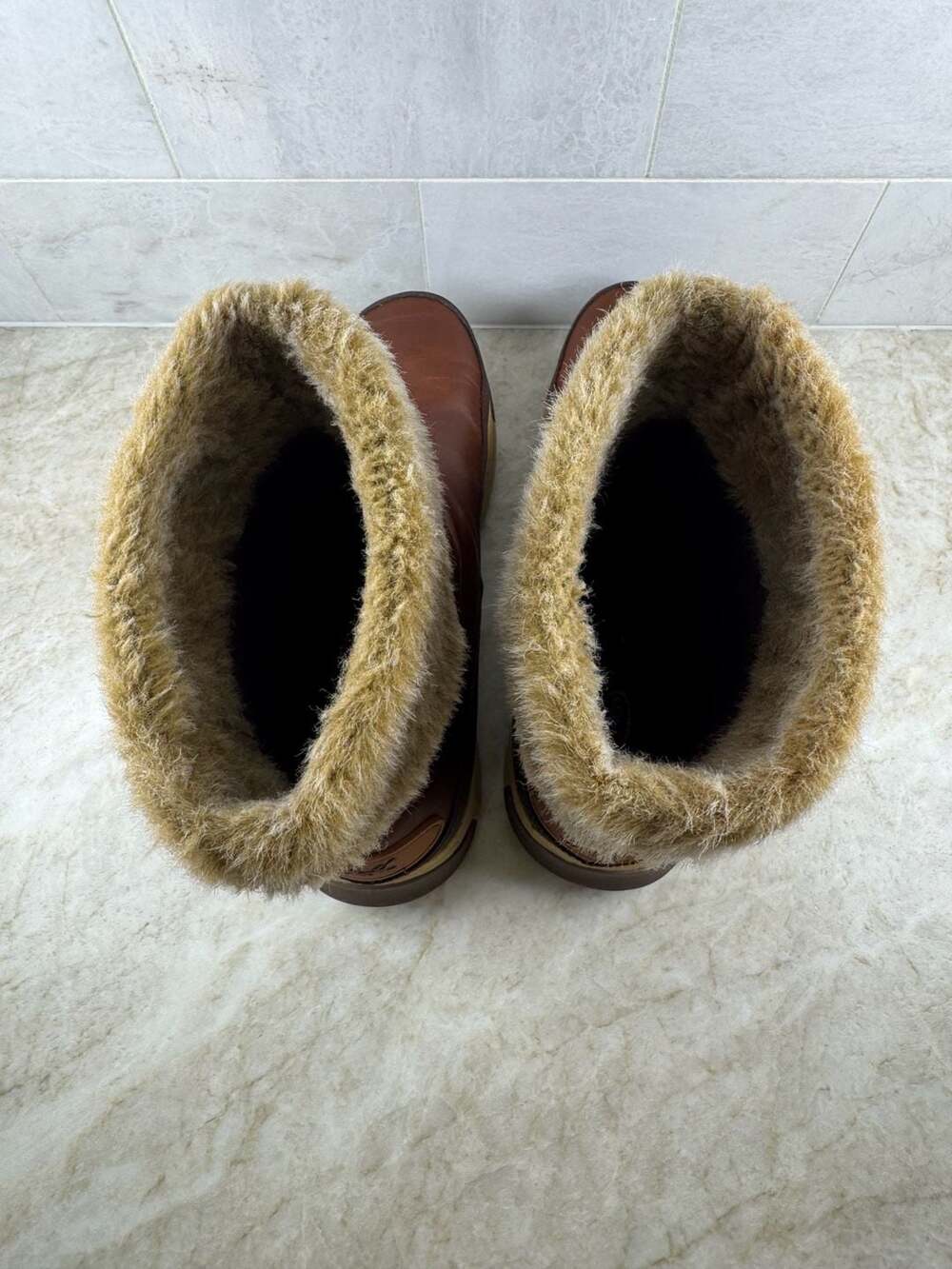 Chaco Borealis Mid Waterproof Leather Winter Boots Brown Faux Fur Womens 9 - Picture 13 of 16